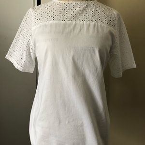 LL Bean Eyelet Trimmed Top